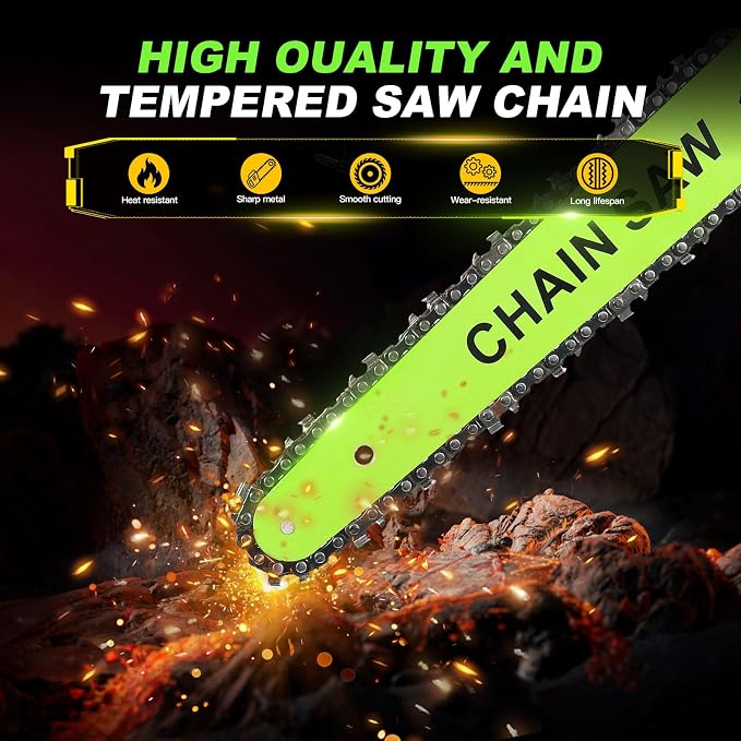 12" Electric Chainsaw Cordless, 21V Battery Chainsaw 2 x 4.0AH Battery, power chain saws with 2xChains & Guide Plate, Handheld Electric Power Chain Saw w Auto Oiling for Wood Cutting Trimming Branch
