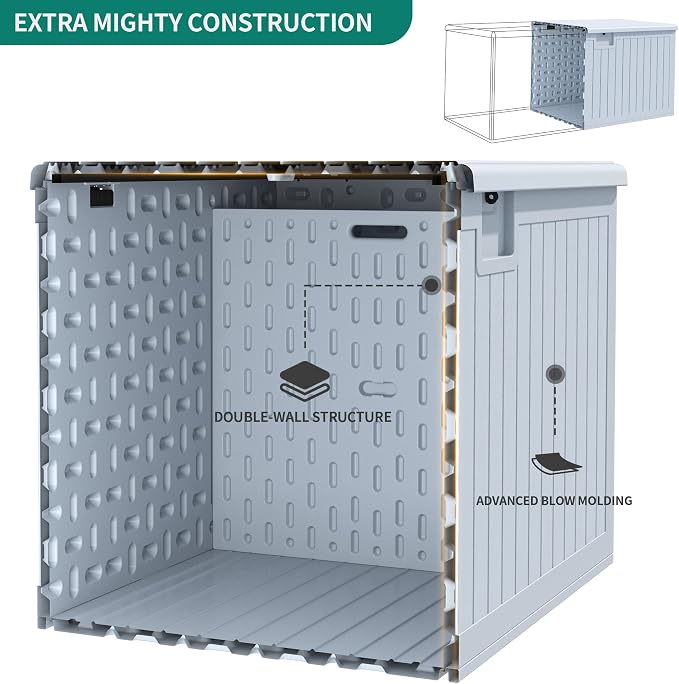 YITAHOME 180 Gallon Double-Wall Deck Box with Side Handles, Outdoor Large Storage for Patio Furniture Cushions, Garden Pool Accessories, Water Resistant & Lockable