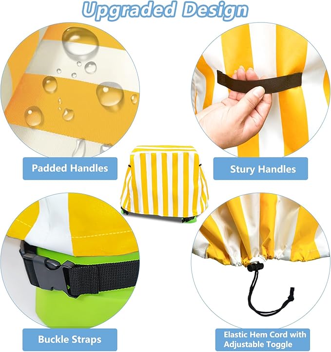 Kids Water Table Umbrella and Cover, Heavy-Duty 600D Waterproof Anti-UV Dustproof Water Table Cover with Umbrella, Compatible with Step2 Rain Showers Splash Pond Water Table, Yellow