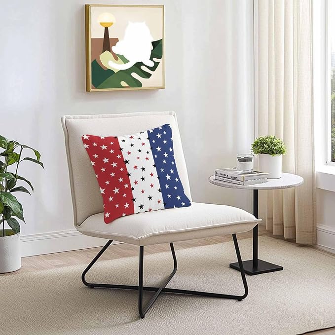 Vandarllin Outdoor Throw Pillows Covers 24X24 Set of 2 Waterproof July 4th Decorative Zippered Cushion Covers for Patio Furniture, Red White Blue Lumbar Pillowcases Independence Day Americana Stars