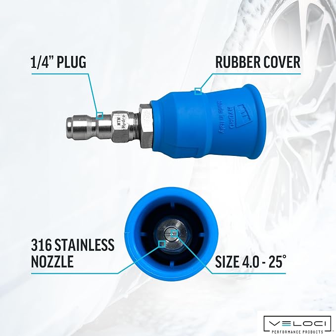 MTM Hydro Acqualine Pressure Washer Nozzle Guard Holder Tips Protector with 1/4” Quick Coupler Plug, 25 Degrees 4.0