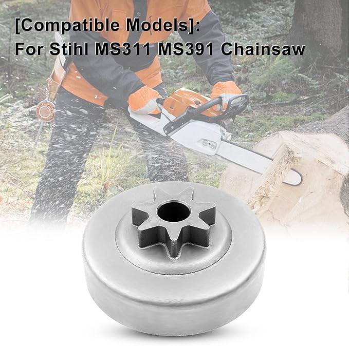 3/8" Clutch Drum Sprocket Oil Pump Worm Gear Kit fit For Stihl MS311 MS391 Chainsaws, 3/8" 7T Clutch Drum, Needle Bearing, Washer, Clip, Oil Pump, Worm Gear