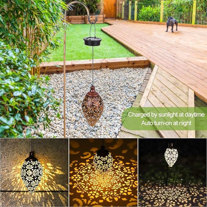 Tomshine Hanging Solar Lights Solar Lantern LED Garden Lights Metal Lamp Waterproof for Outdoor Hanging Decor