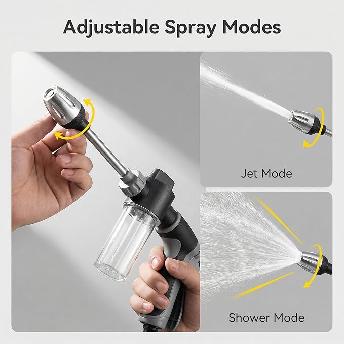 Pressure Washer - 15x More Powerful Than Hoses, Upgraded High Power Electric Cleaner, with 360° Rotating for Effortless Dirt & Stain Removal Three Spray Modes (Style A)