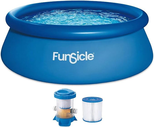 Funsicle Quickset 8' x 30" Round Above Ground Swimming Pool, with FiltraBoost 400 GPH Filter Pump, Type I Filter Cartridge & Repair Patch
