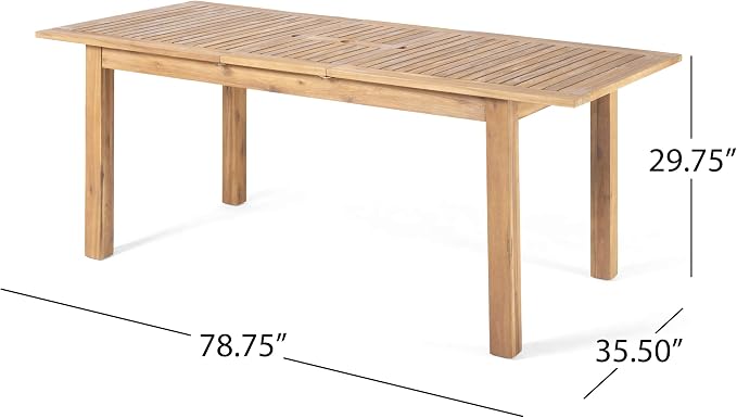 Christopher Knight Home Eric Outdoor Expandable Acacia Wood Dining Table, Natural Finish