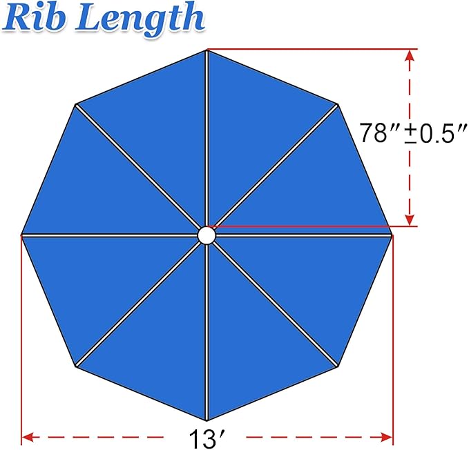 Replacement Patio Umbrella Canopy Cover for 13ft 8 Ribs Umbrella Taupe (CANOPY ONLY) (BLUE97)