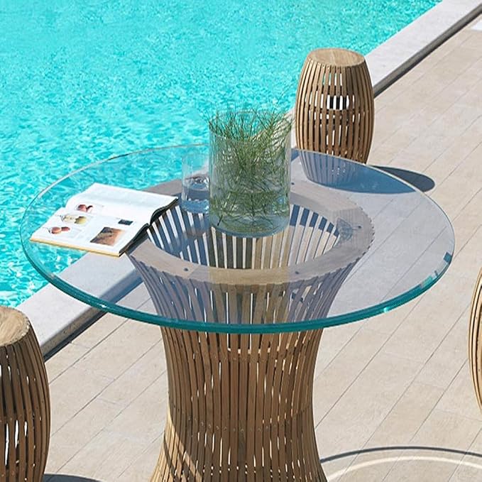 Dulles Glass 36 inch Round Glass Table Top - Tempered - 1/2" Thick Glass Surface, Safe Beveled Edge, Multipurpose for Dining Table, Patio, Coffee and End Table