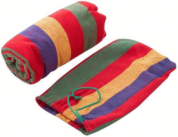 CJ Ultra Double Brazilian Hammock - XL Wide Two Person Soft Woven Cotton Fabric - Long Hamaca Swing Bed for Backyard Patio or Porch - Outdoor or Indoor - Includes 2 Hanging Tree Ropes (Red Striped)