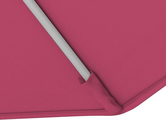 California Umbrella 11Ft Sunbrella Patio Umbrella, Fiberglass Ribs, Hand-Crank, Tilt-Collar, White Frame, Hot Pink Fabric