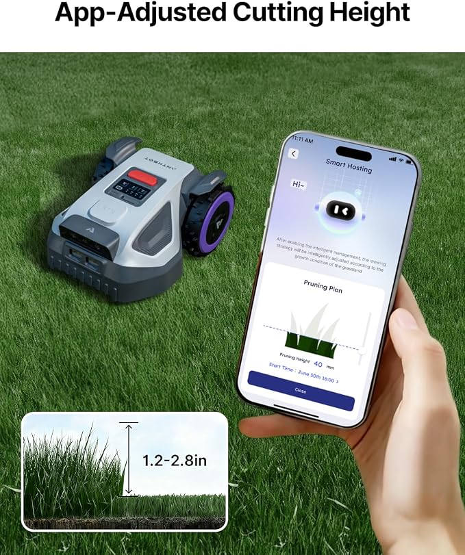 ANTHBOT M5 Robot Lawn Mower with Garage 1/8 Acre, Dual Vision+Full-Band RTK Robotic Lawnmower, No Perimeter Wire, App Control Obstacle Avoidance, 45% Slope, Cutting Height, Multi-Zone Mapping