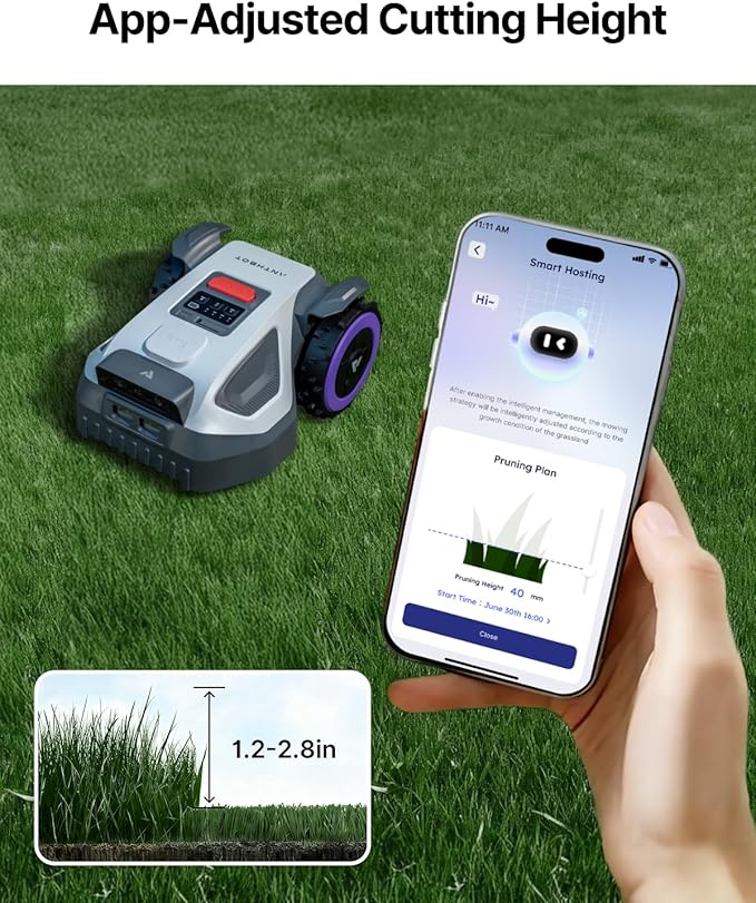 ANTHBOT M5 Pre-Order Set, Robot Lawn Mower Perimeter Wire Free. Includes Garage, NetRTK, 4G Service, RTK Wall Mount Kit, 15pcs Blades. Automatic Mapping Zone Division, 1/4 Acre, 45% Slope