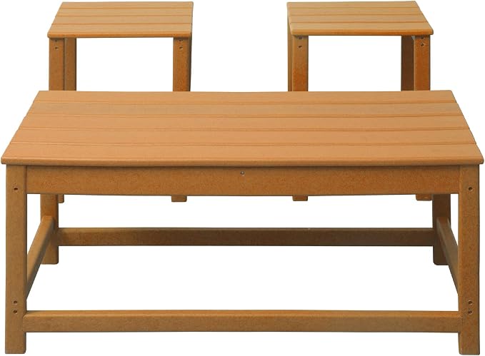WestinTrends Malibu 3-Piece Set Outdoor Coffee and Side Table for Adirondack Chair, Orange