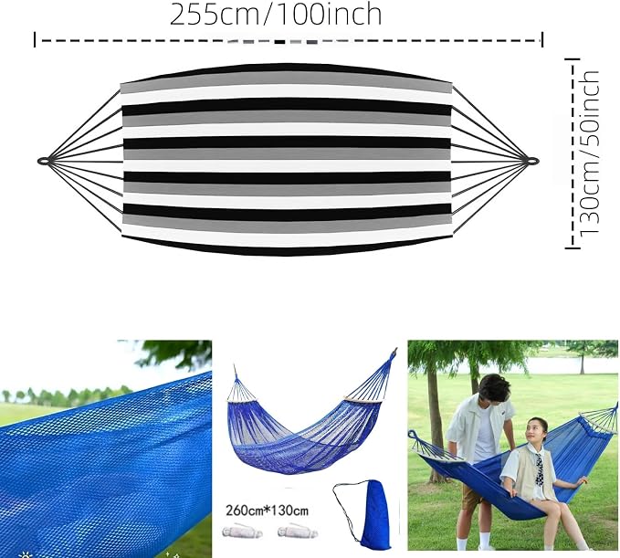 Wooden Bar Portable Camping Hammock, Cool Ice Silk Mesh Hammocks with Tree Straps Carry Bag, Single Hanging Sturdy Hammock for Travel Patio Garden. Up to 550lbs. Dark Green