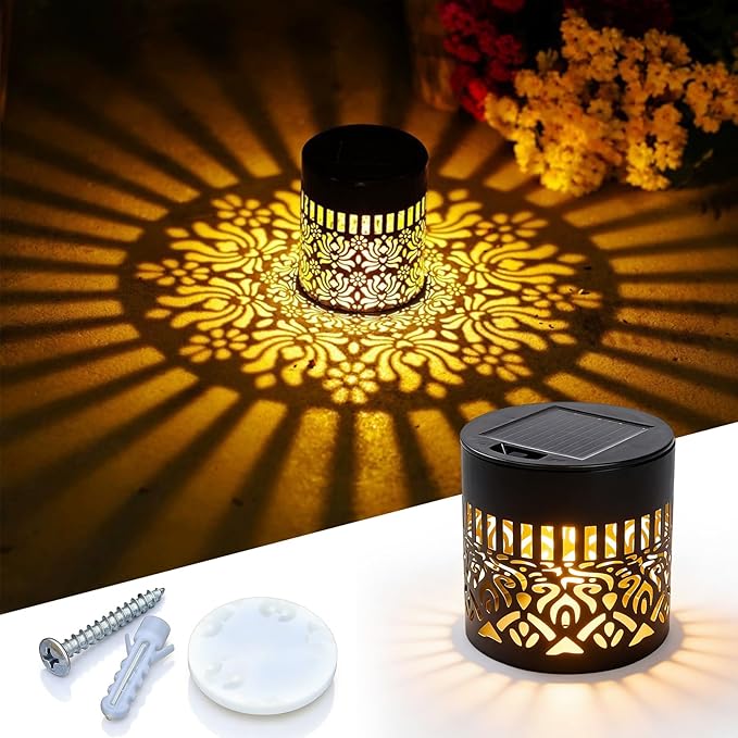 Decorative Solar Mandala Lights, 2026 New Mandala Solar Lights Outdoor, Mandala Theme Waterproof Fence Light, Shadow Projection Landscape Lighting for Backyard,Patio,Walkway,Lawn,Porch Decor (#A,1)