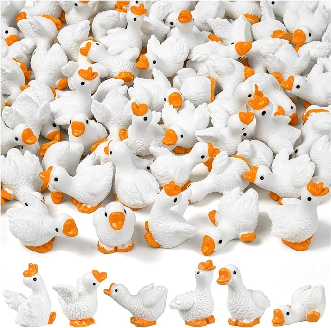 42pcs Mini Resin Goose Tiny Animal Figurine Bulk | Small Desk Goose Decor for Garden Lawn Yard Micro Landscape Aquarium Potted Ornament DIY Craft