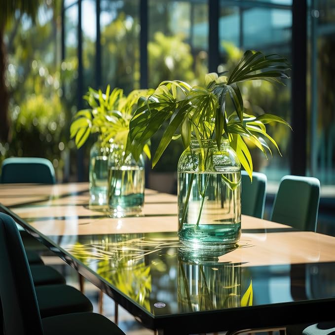 Landical 24" x 48" Rectangle Clear Tempered Glass Table Top 1/2" Thick Eased Corners Clear Tempered Top Patio Table Replacement with 10 Anti Slip Pads for Kitchen Coffee Dining Table