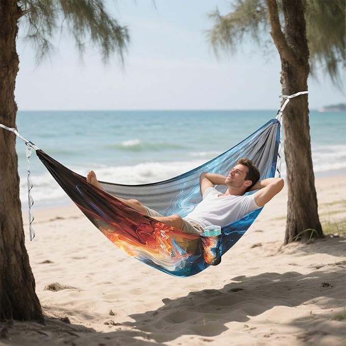 Hammocks for Outside Fire and Ice Camping Hammock Portable Hammocks with Tree Straps and Carry Bag Camping Accessories for Hiking Beach Outdoor