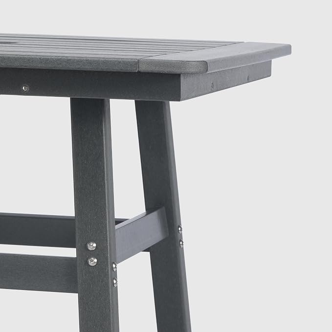 WestinTrends Malibu Square Outdoor Patio Bistro Bar Table with Umbrella Hole 42" Tall, Gray