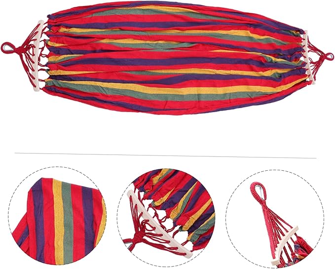 BESPORTBLE Outdoor Hammock Swing Bed Striped Canvas Camping Hammock Garden Travel Rope Without Stand for Men Women Boys and Girls