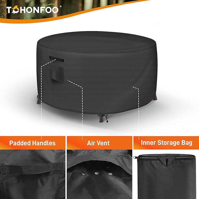 Round Patio Table Cover, Outdoor Table Covers Waterproof, UV Resistant Outdoor Lawn Patio Furniture Covers, 21" DIA x 23" H