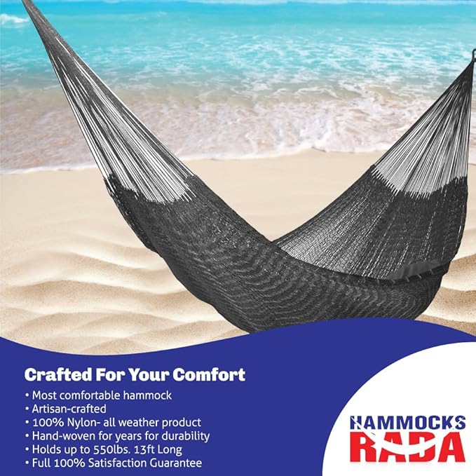 Handmade Yucatan Hammock - Durasol Black - Now New Better Design - More Comfortable