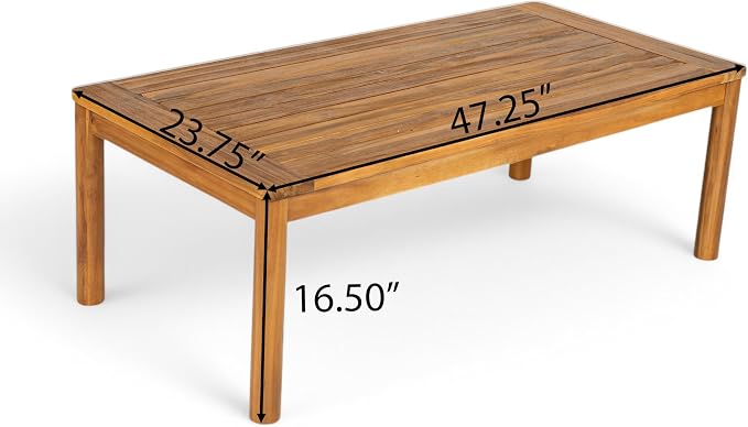 Christopher Knight Home Kayim Patio Loveseat Coffee Table Set with Curved Arm and Backrest, Acacia Wood Conversation Sofa Chat Set, Outdoor Furniture Set for Backyard Deck, Light Teak+Dark Gray