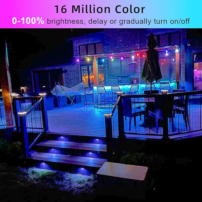 Sumaote Low Voltage Deck Lights Kit, WiFi Smart RGB LED Landscape Lighting Outdoor Waterproof IP65, 12V AC/DC LED Deck Step Lights for Fence Post Patio Stair, Red Bronze, 10 Pack