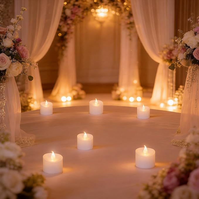 100 Pack LED Tea Lights, Last 100H+, Warm White Flickering Light