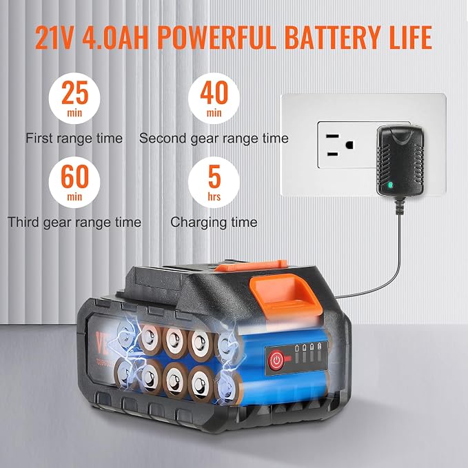 VEVOR Cordless Pressure Washer, 652PSI 1.0GPM BRUSHLESS Motor Rechargeable 4.0Ah Battery Powered, Handheld High-Pressure Car Washer Gun with Charger, 6-in-1 Nozzle for Home/Floor Cleaning & Watering