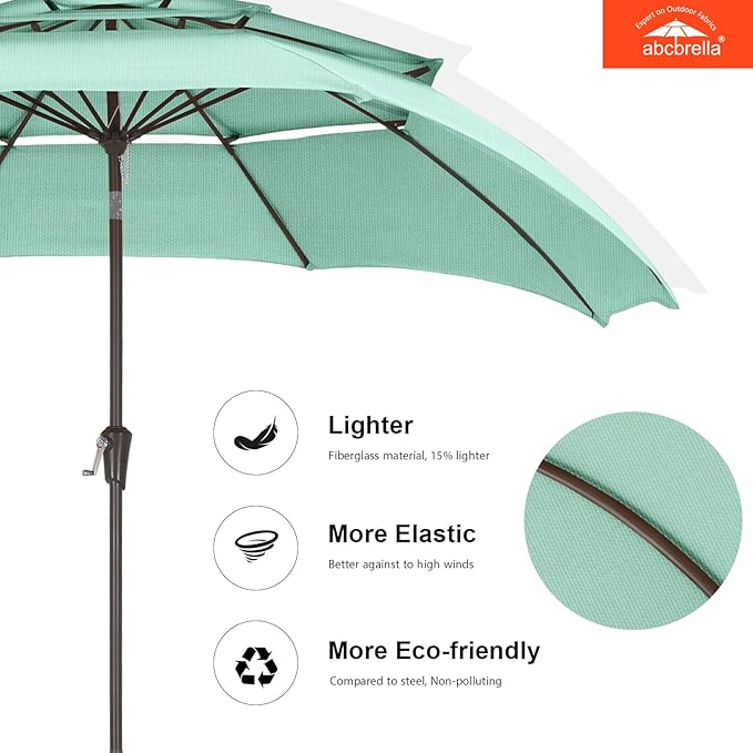 ABCCANOPY 5-Year 10-Year No Fading 9FT 3 Tiers Patio Umbrella, Outdoor Table Umbrella with 8 Sturdy Ribs for Deck, Backyard, Garden, Yard