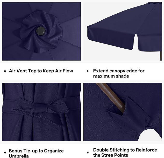 MASTERCANOPY Valance Patio Umbrella 9 ft Replacement Canopy for 8 Ribs-Navy Blue Canopy Only