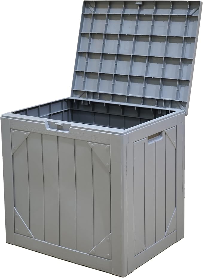 Outdoor Storage Box, 30 Gallon Lockable Waterproof Deck Storage Box, Yard Storage Bin, Suitable for Gardens, Gray