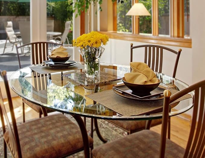 36" Inch Round Glass Table Top 3/8" Thick Tempered Beveled Edge by Fab Glass and Mirror