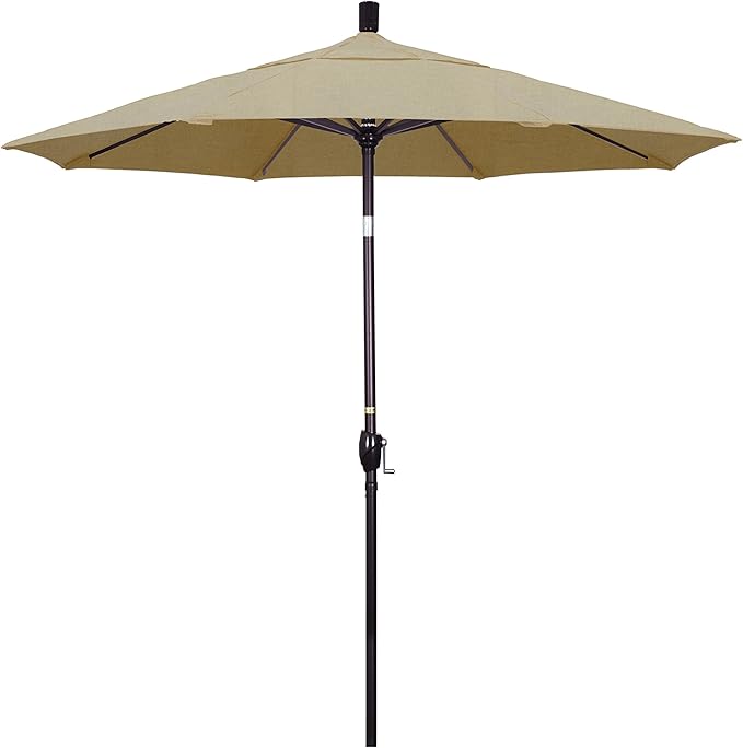 California Umbrella GSPT758117-5476 7.5' Round Aluminum Market, Crank Lift, Push Button Tilt, Bronze Pole, Sunbrella Heather Beige