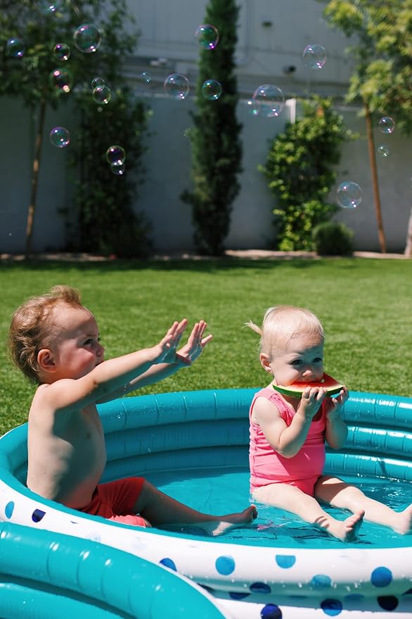 Rae Dunn x CocoNut Float Indigo Polka Dot Mini Pool - Float Theme - Inflatable Swimming Pool for Kids - Great Splash Pool for Backyard, Summer Parties & Swim Events
