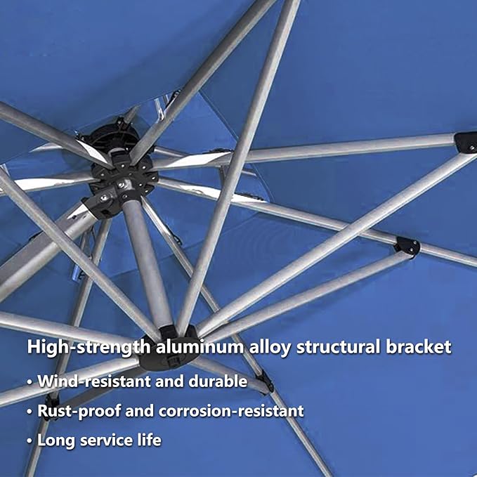 Patio Umbrella, Rectangle Outdoor Cantilever Umbrella, Aluminum Offset Umbrella with Champagne Frame for Pool Deck Garden Outdoor shade for Garden Deck Pool Patio, Beige(Weighted Base Not Include)