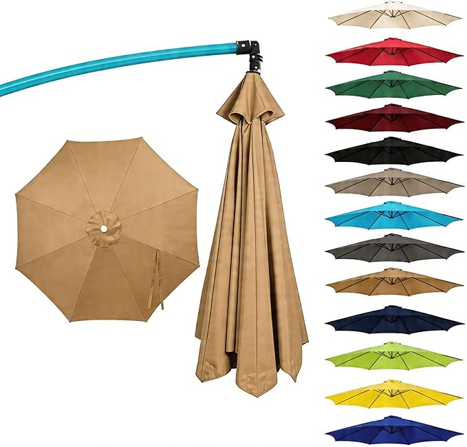 11FT Cantilever Patio Umbrella Replacement Canopy Outdoor Large Round 8 Ribs Length 64" to 66" (Canopy Only) Waterproof & UV