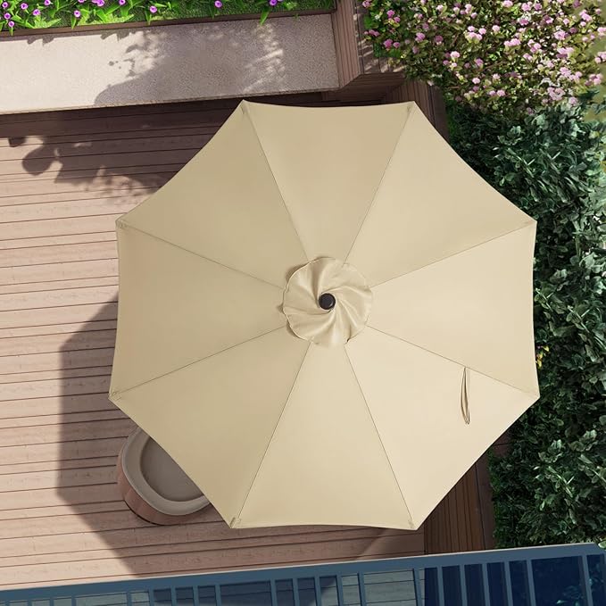 ABCCANOPY 10ft Outdoor Umbrella Replacement Top Suit 8 Ribs (Beige)