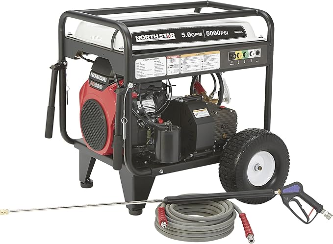 NorthStar Gas Cold Water Pressure Washer, 5000 PSI, 5.0 GPM, Honda Engine, Electric Start, Belt Drive, Model# 1571493