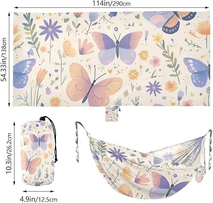 Butterfly Spring Fresh Flowers 330lb Capacity Hammocks with Tree Straps Portable Hammock for Indoor Outdoor Patio hamaca para Patio Exterior