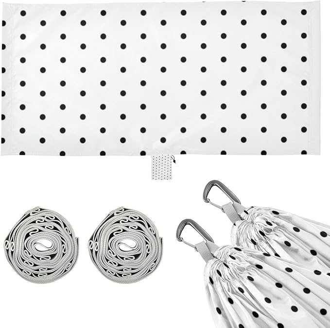 White Background Black Polka Dots 330lb Capacity Hammocks with Portabl Carry Bag Hanging Hammock for Camping & Hiking Essential Bases para hamacas para adultos