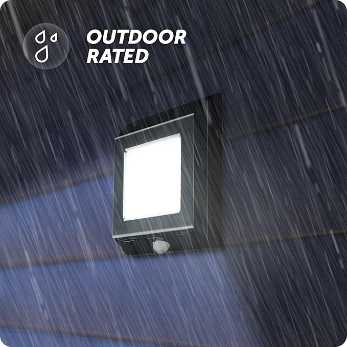 Globe Electric 110-Degree 15W Slim Black 500-1000-1500 Lumens Hardwired Motion Activated Outdoor Integrated LED Security Light, Outdoor, Outside House Lights