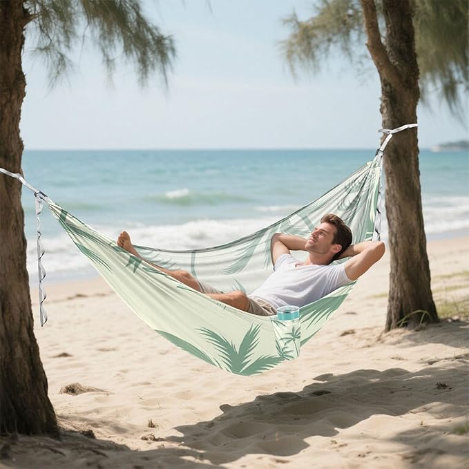 Bohemian Moroccan Style Coconut Soft Green 330lb Capacity Outdoor Hammocks with Tree Straps Fabric Hammock for Patio Backyard Lounge Base hamacas para adultos 2 Personas