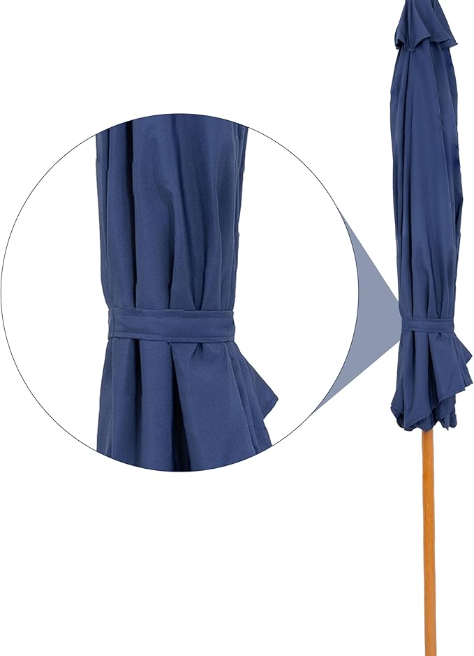 Sunnydaze 8.5 ft Outdoor Patio Umbrella with Push Button Tilt and Crank - Faux Woodgrain Finish - Large Vented Market Umbrella