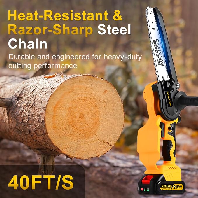 Mini Chainsaw, 8 inch & 6 Inch Portable Electric Chainsaw, 2026 Upgrade, Small handled Chain saw Cordless with 2 Batteries & Auto Oiler for Trees Branches, Garden, Yard, Power Gifts for Men Dad Mom