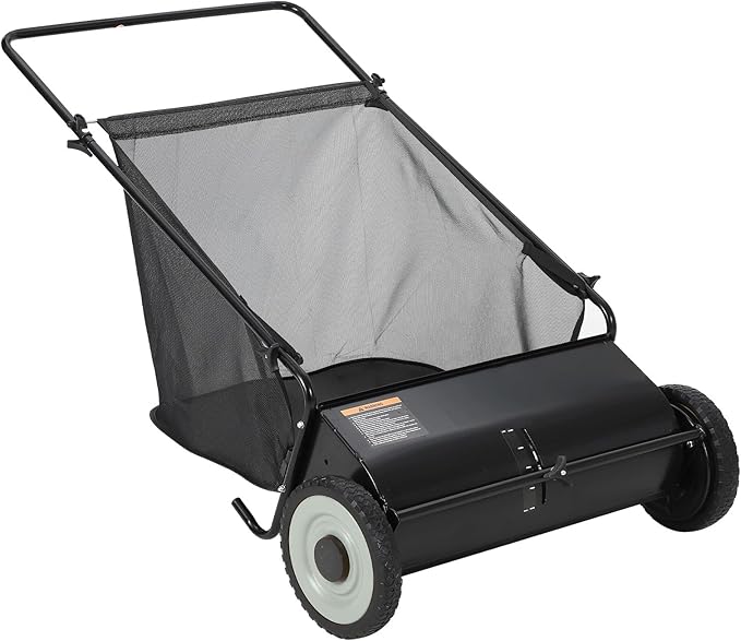 21in & 26in Heavy-Duty Push Lawn Sweeper - 4 Spinning Brushes, 3.5/7Cu. ft. Capacity, Adjustable Height for Grass, Leaves & Debris on All Terrains
