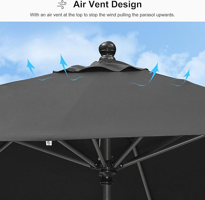 PURPLE LEAF 11.5' x 8' Patio Market Umbrella Outdoor Table Sun Umbrellas with Crank 8 Aluminum Sturdy Ribs for Pool Deck Backyard Beach Black