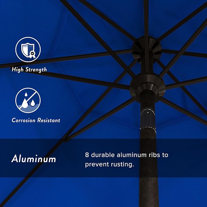 California Umbrella 7.5' Rd. Aluminum Patio Umbrella, Crank Lift, Collar Tilt, Bronze Pole