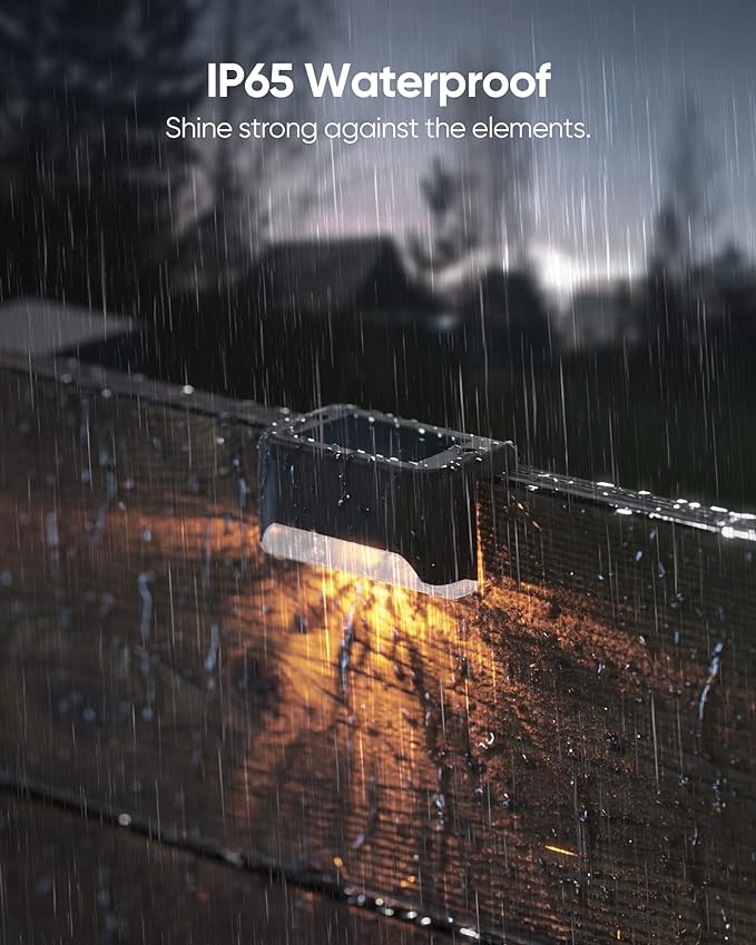 JACKYLED Solar Fence Lights,Outdoor Deck Light 16 Pack Solar Step Lights Waterproof LED Solar Powered Lighting for Outdoor Stairs, Fence, Deck,Patio Railing,Pathway,Driveway,Warm White,Brown